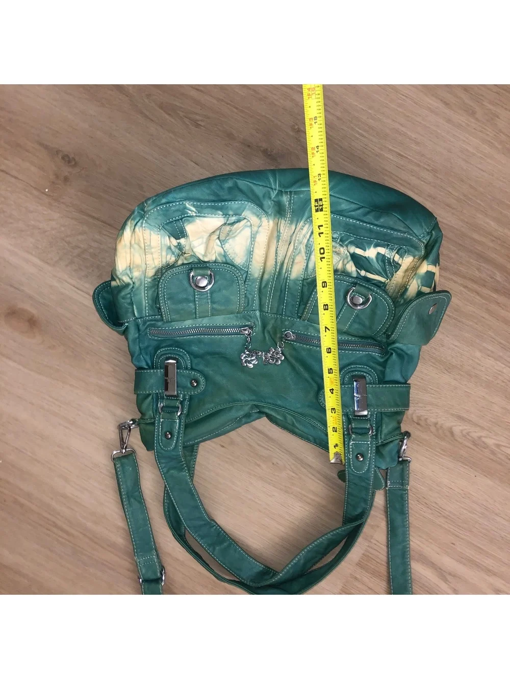 ANGEL KISS GREEN TIE DYE SOFT VEGAN LEATHER HOBO CROSSBODY SHOULDER PURSE BAG